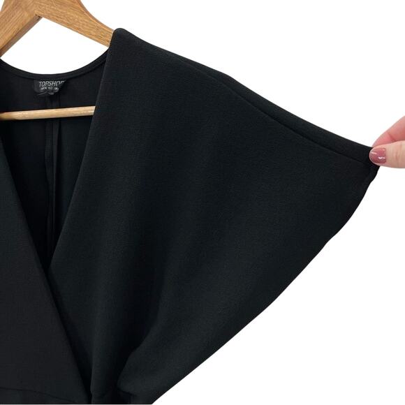 Topshop Preppy Tie Wrap Mini Dress in Black Whimsygoth Dark Witchy Size 2 - Picture 5 of 11